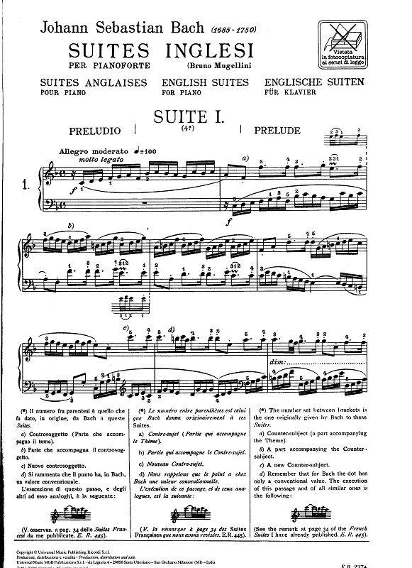 Suites Inglesi - Per Pianoforte - pro klavír